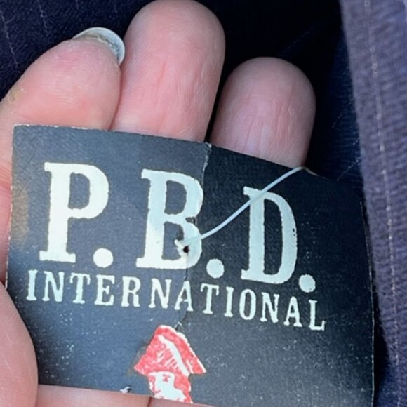 Peabody House NWT Women's Vintage Navy Blue Pinstripe Suit Skirt Set Size 11/12 - Picture 14 of 16